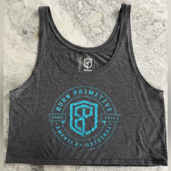 Born Primitive Tops - Born Primitive Charcoal Gray Crop Top